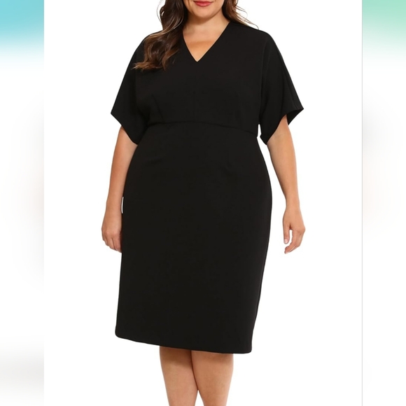 LONDON TIMES V-neck Midi Sheath Dress - Picture 3 of 6